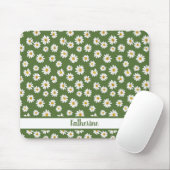 Boho Daisy Bloemmotief Groene Naam Muismat (Met muis)