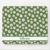 Boho Daisy Bloemmotief Groene Naam Muismat (Voorkant)