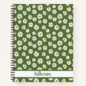 Boho Daisy Bloemmotief Groene Naam Notitieboek (Voorkant)