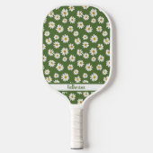 Boho Daisy Bloemmotief Groene Naam Pickleball Paddle (Voorkant)