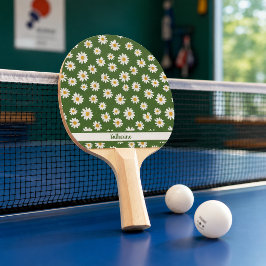 Boho Daisy Bloemmotief Groene Naam Tafeltennisbatje