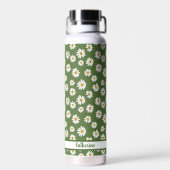Boho Daisy Bloemmotief Groene Naam Waterfles (Achterkant)