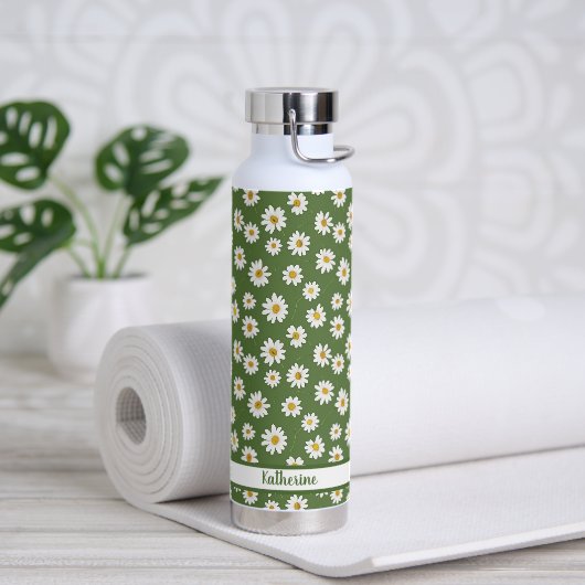Boho Daisy Bloemmotief Groene Naam Waterfles (Yoga (Gedraaid) )