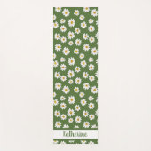 Boho Daisy Bloemmotief Groene Naam Yogamat (Voorkant)