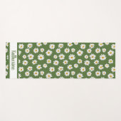 Boho Daisy Bloemmotief Groene Naam Yogamat (Voorkant (horizontaal))