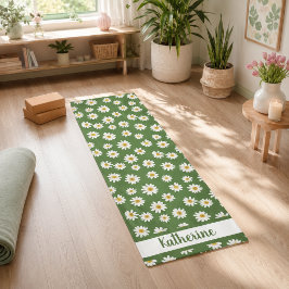 Boho Daisy Bloemmotief Groene Naam Yogamat