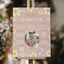 Boho Daisy Bloom Eerste jaar Fotomijlpaal