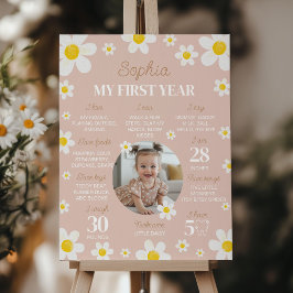 Boho Daisy Bloom Eerste jaar Fotomijlpaal Poster