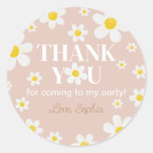 Boho Daisy Bloom Girl Verjaardag Ronde Sticker (Voorkant)