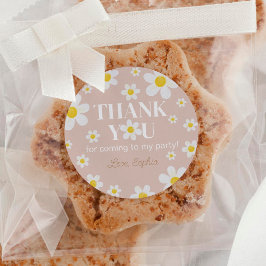 Boho Daisy Bloom Girl Verjaardag Ronde Sticker