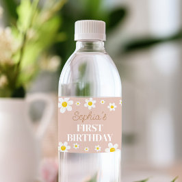Boho Daisy Bloom Verjaardagsfeestje Water Fles Lab Waterfles Etiket