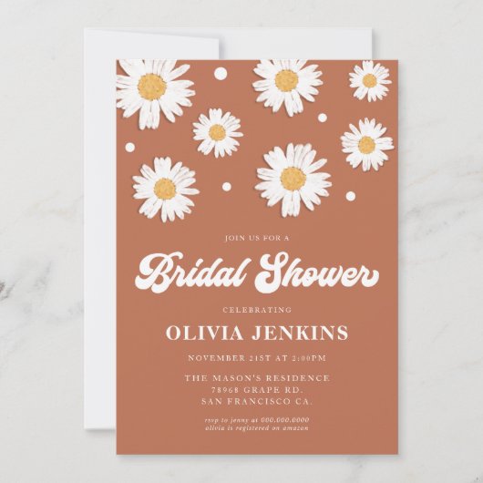 Boho Daisy Bridal Shower Invitations Kaart (Voorkant)
