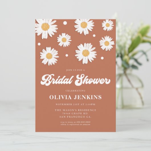 Boho Daisy Bridal Shower Invitations Kaart (Staand voorkant)
