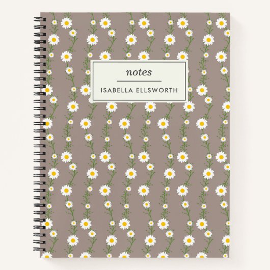 Boho Daisy chain Floral Pattern gepersonaliseerd Notitieboek (Voorkant)