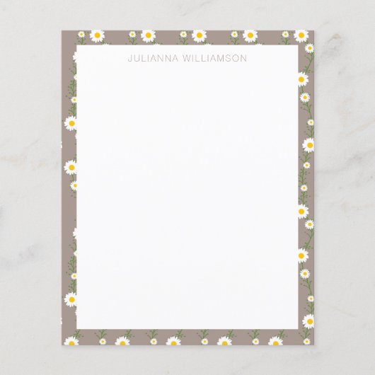 Boho Daisy Chain Floral Pattern Name Stationery (Voorkant)