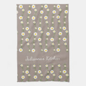 Boho Daisy Chain Floral Pattern Persoonlijke naam Theedoek (Verticaal)