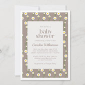 Boho Daisy Chain Floral Pattern Taupe Baby shower Kaart (Voorkant)