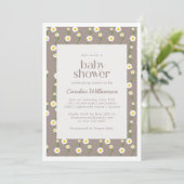 Boho Daisy Chain Floral Pattern Taupe Baby shower Kaart (Staand voorkant)