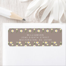 Boho Daisy Chain Floral Taupe Return Address