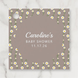 Boho Daisy Chain Taupe Aangepast Script Baby showe Bedankjes Labels