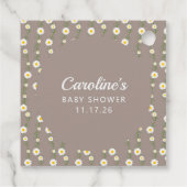 Boho Daisy Chain Taupe Aangepast Script Baby showe Bedankjes Labels (Achterkant)