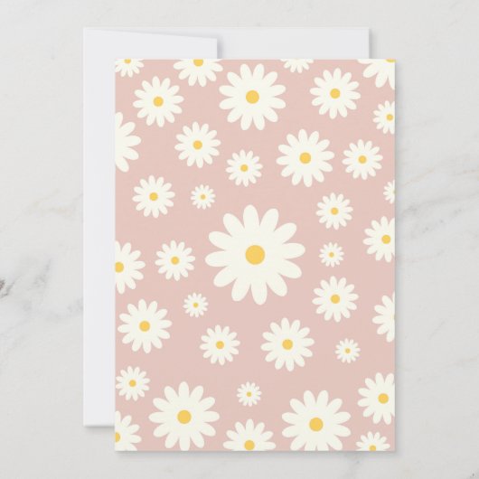Boho Daisy Een Bloemenroze Bohemian 1e Verjaardag Kaart (Achterkant)