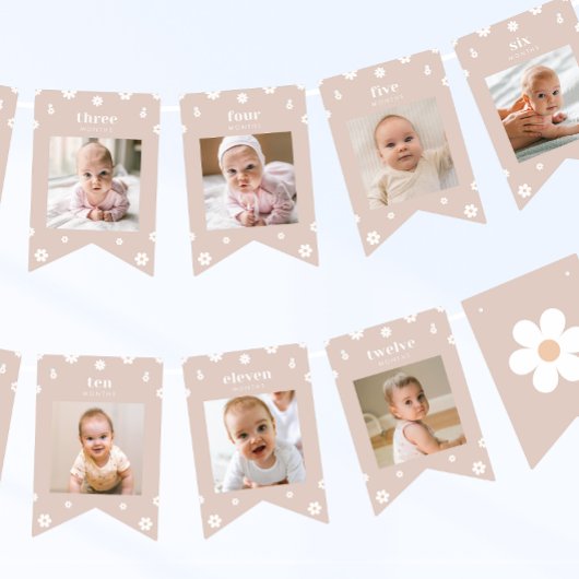 Boho Daisy eerste verjaardag foto banner