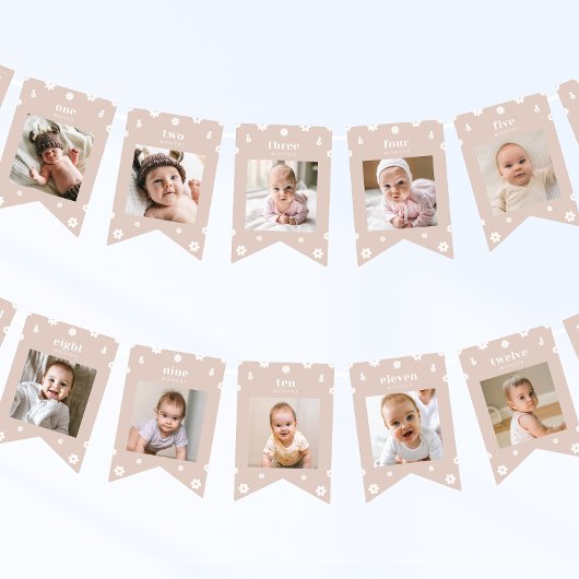 Boho Daisy eerste verjaardag foto banner