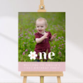 Boho Daisy Eerste Verjaardag Foto Welkomstbord Poster