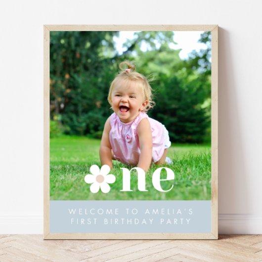 Boho Daisy Eerste Verjaardag Foto Welkomstbord Poster