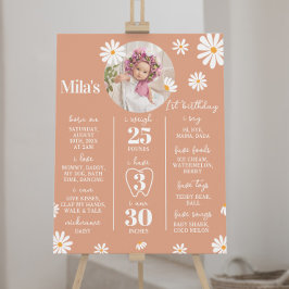 Boho Daisy Eerste Verjaardag Mijlpaal Bord Poster