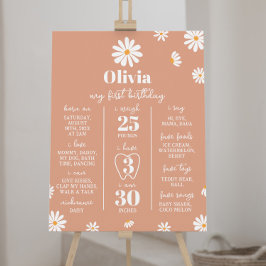 Boho Daisy Eerste Verjaardag Mijlpaal teken Poster