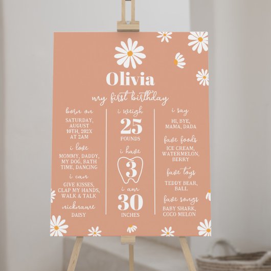 Boho Daisy Eerste Verjaardag Mijlpaal teken Poster