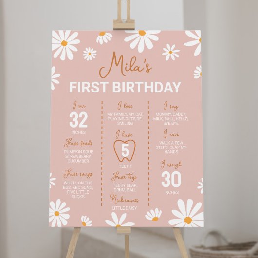 Boho Daisy Eerste Verjaardag Mijlpaal teken Poster