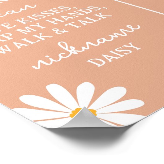 Boho Daisy Eerste Verjaardag Mijlpaal teken Poster (Hoek)