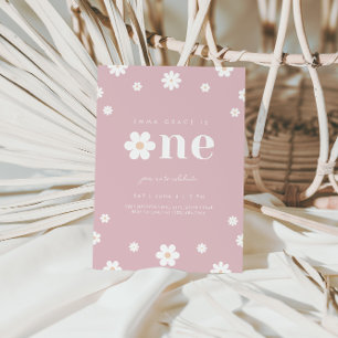 Boho Daisy Eerste Verjaardag Uitnodiging