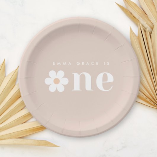 Boho Daisy Eerste Verjaardagspapier Bord