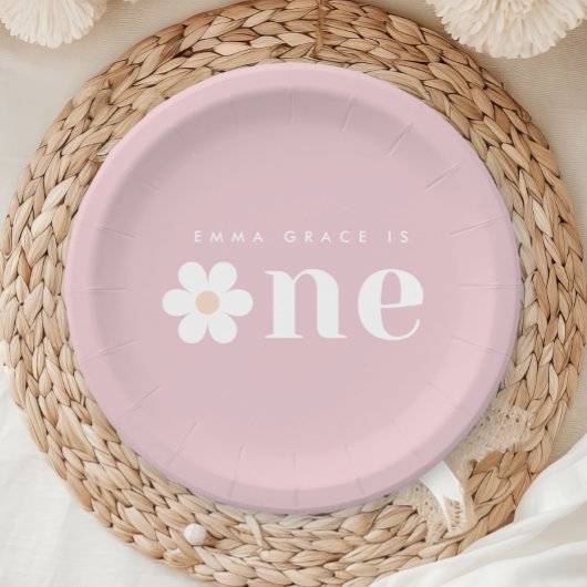 Boho Daisy Eerste Verjaardagspapier Borden Papieren Bordje