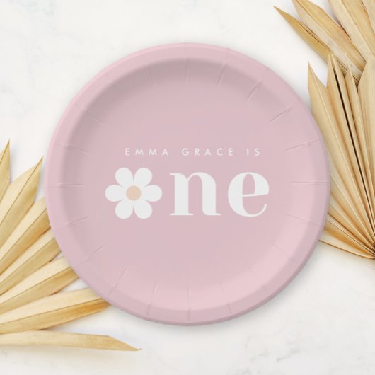Boho Daisy Eerste Verjaardagspapier Borden Papieren Bordje