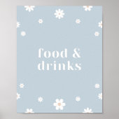 Boho Daisy eten & Drinken Verjaardagsfeestje teken Poster (Voorkant)