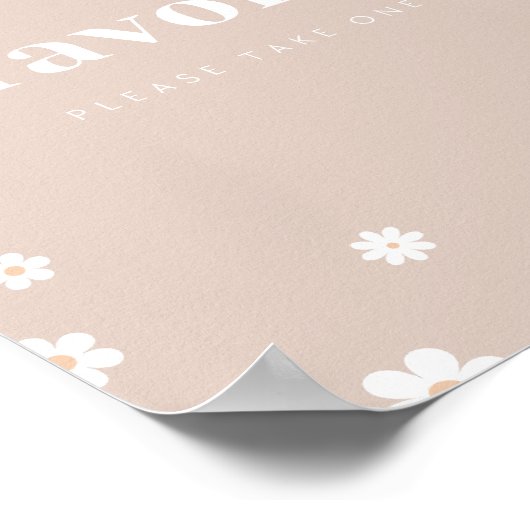 Boho Daisy Favors Verjaardagsfeest teken Poster (Hoek)