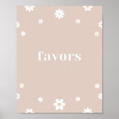 Boho Daisy Favors Verjaardagsfeest teken Poster (Voorkant)