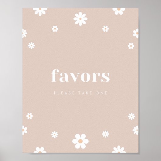Boho Daisy Favors Verjaardagsfeestje teken Poster (Voorkant)