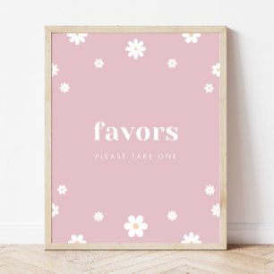 Boho Daisy Favors Verjaardagsfeestje teken Poster