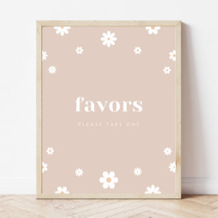 Boho Daisy Favors Verjaardagsfeestje teken Poster