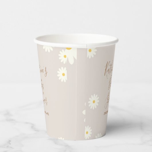 Boho Daisy Floral Baby shower Paper Cups Papieren Bekers (Rechts)