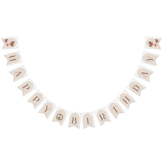 Boho Daisy Floral Happy Birthday Bunting Sign Vlaggetjes (Alle)