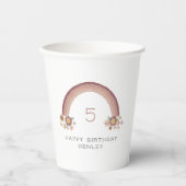 Boho Daisy Floral Rainbow Girls Verjaardag Papieren Bekers (Voorkant)