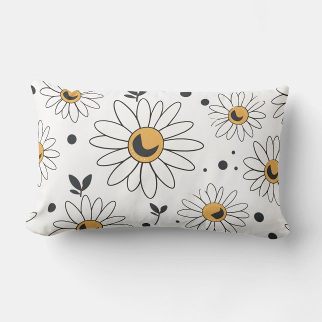 Boho Daisy Floral Sierkussen Kussen (Voorkant)
