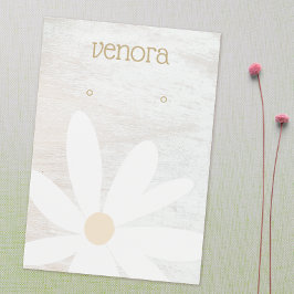 Boho Daisy Floral White Wood Earring Display Card Visitekaartje